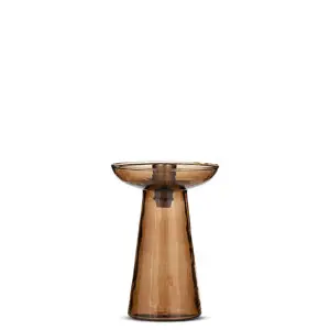 Nkuku Avyn Recycled Glass Candle Holder Smoke Amber Small